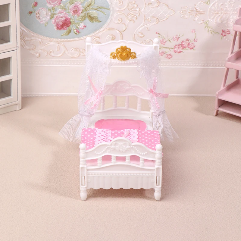 1/12 casa de bonecas princesa cama lençol mosquiteiro kit casa de bonecas cama quarto móveis decoração casa bonecas acessórios