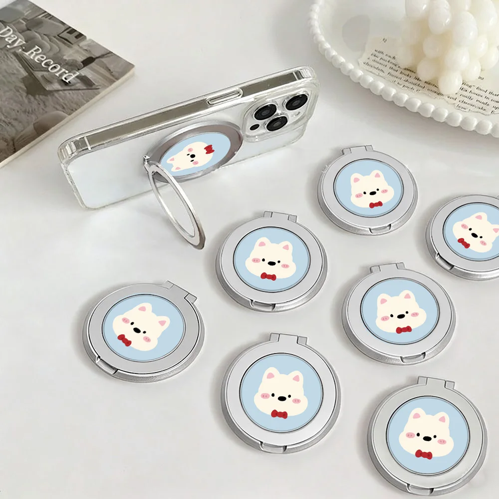 360 Rotatable Phone Kickstand Self-Adhesive Cartoon Dog Finger Grip Universal Paste On Cellphone Stand Adjustable View Angle New