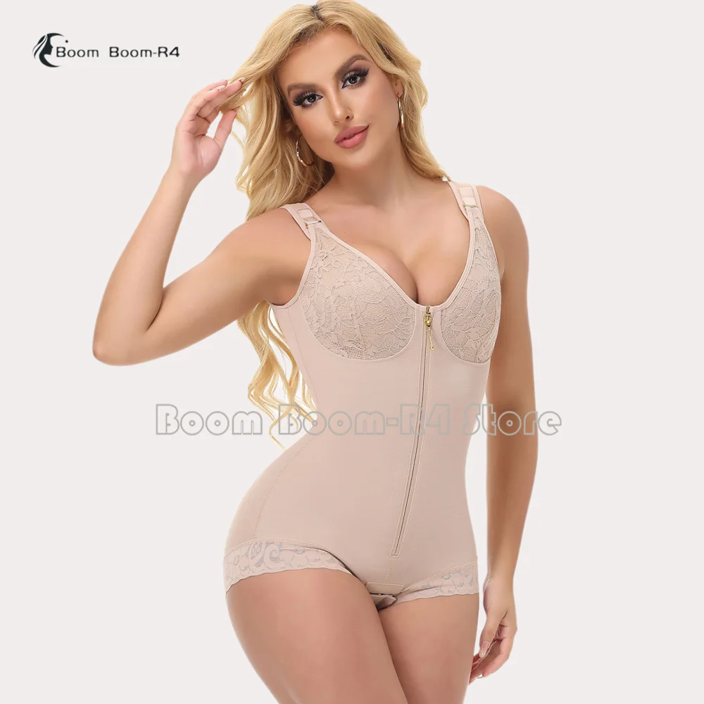 

Женское корректирующее боди с кружевной отделкой, на молнии спереди, с эффектом утяжки живота, с регулируемыми бретелями, бесшовное, для ношения под одеждой