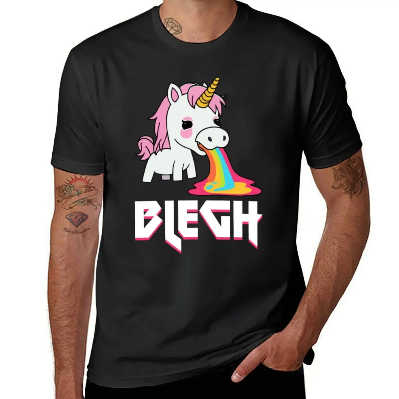 

Blegh Heavy Metal Metalcore Deathcore Unicorn6 T-Shirt summer clothes funnys anime men clothes