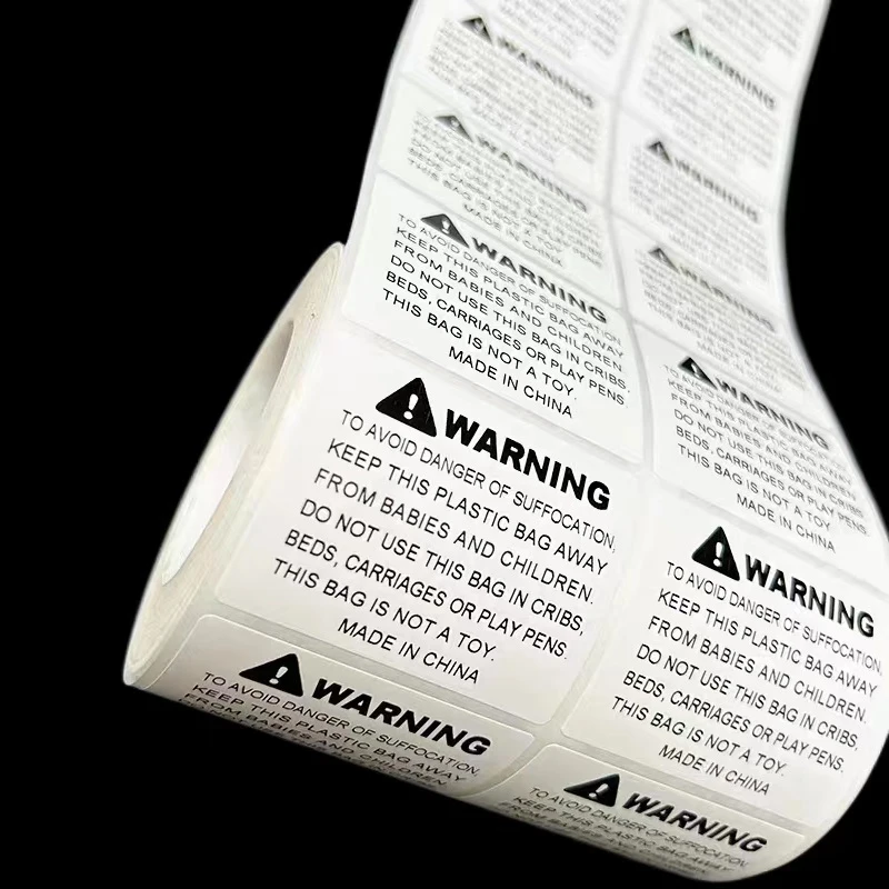 Choking Warning Stickers Toys Plastic Packaging Bag Warning Label 30x20mm 1 Roll 1000pcs