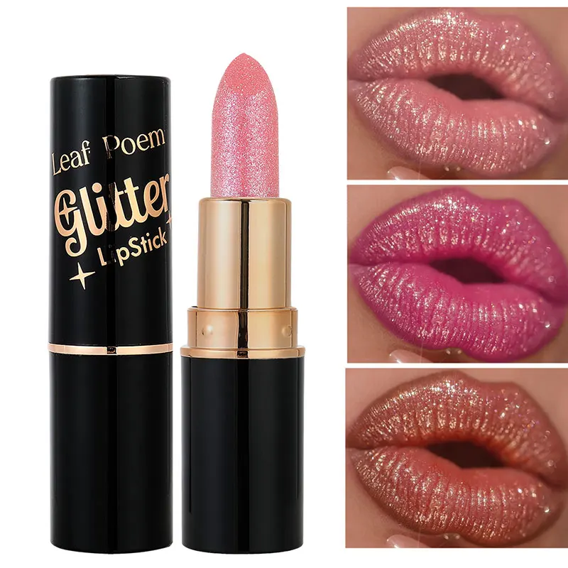 Zwarte Buis Glanzende Diamant Lippenstift Parel Hydraterende Glitter Lip Tint Balsem Waterdichte Blijvende Lipgloss Shimmer Sexy Lip Make-up