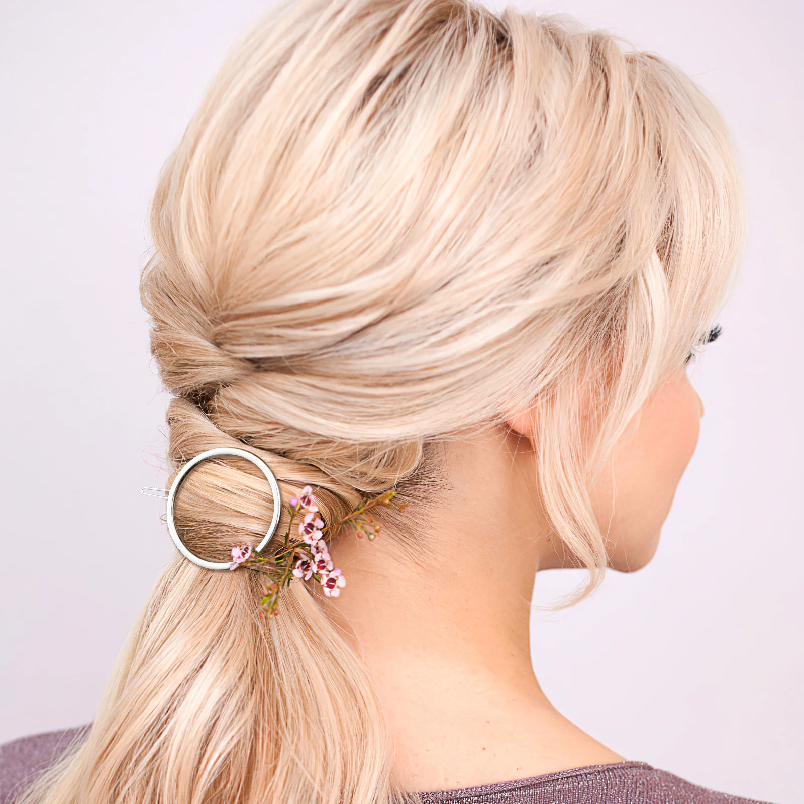 

2-шт. Заколки для волос Женские аксессуары Круглые зажимы для хвоста Декоративные серебряные прочные сплавы Легко носить для повседневной жизни Путешествия Работа