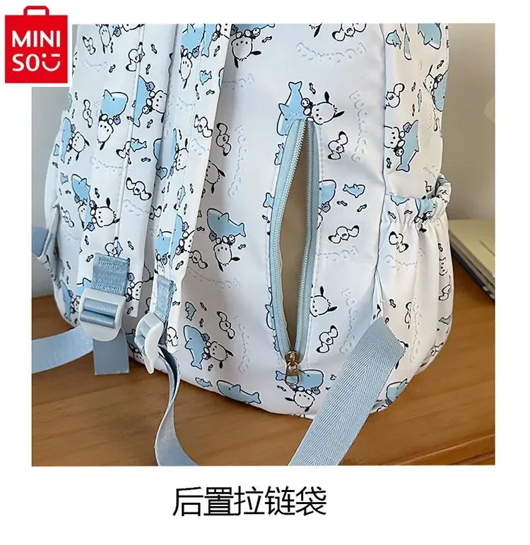 MINISO-mochila de gran capacidad con grafiti para estudiantes, mochila de nailon de alta calidad para estudiantes, novedad de 2024