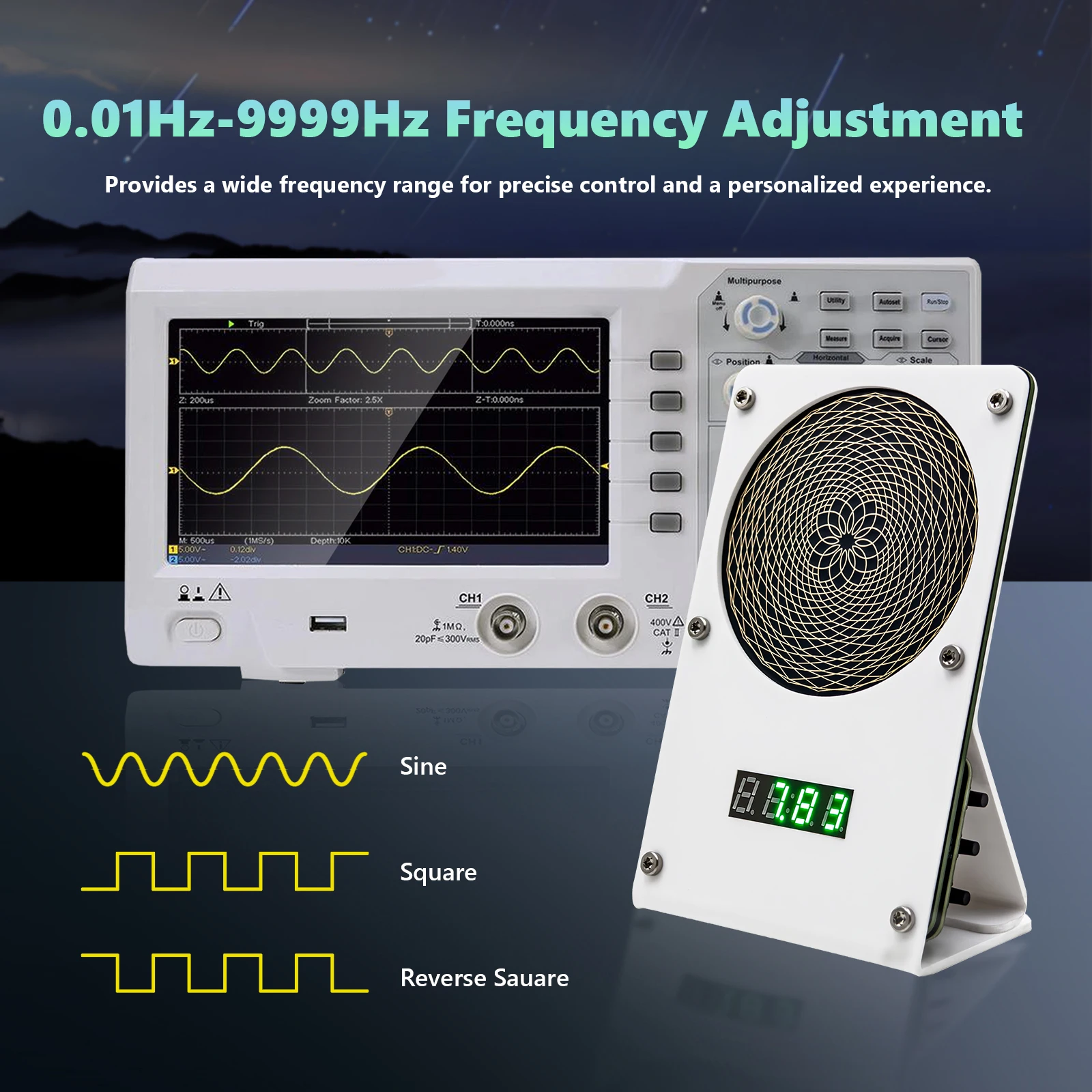 7,83 Hz Schumann-Resonanz-Generator, 0,01–9999 Hz, einstellbar, USB, Sinuswellen-Puls, Meditation, Entspannung, Stressabbau – Detail 1