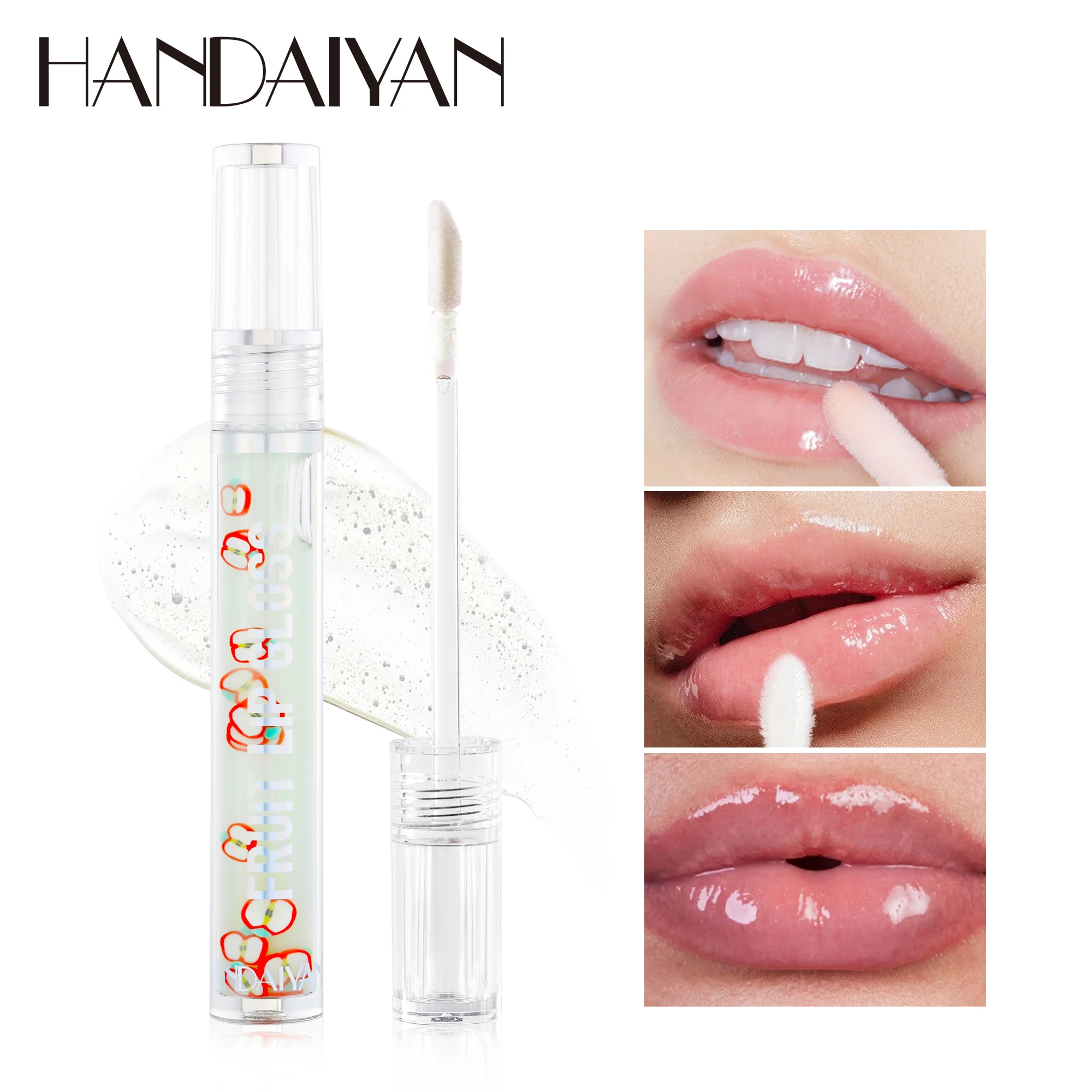 HANDAIYAN  Fruit Flavor Lip Oil Moisturizing and Moisturizing Transparent Lip Protection Water Gloss Lip Color