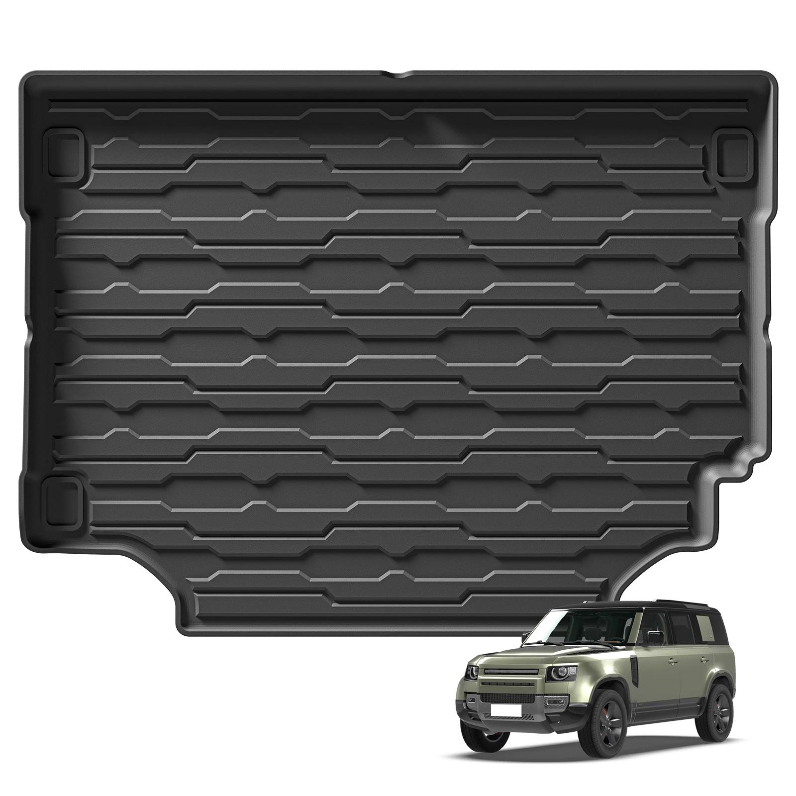 for Land Rover Defende 110 2020-2024 Car Floor Mats Cargo Liner Trunk/Backrest Mat TPE 3D All-Weather Accessiories Black