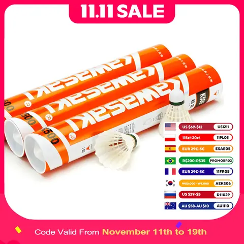 96 개/몫 가와사키 킹콩 500 배드민턴 거위 깃털 셔틀콕 속도 77 훈련 운동을위한 내구성 배드민턴 공