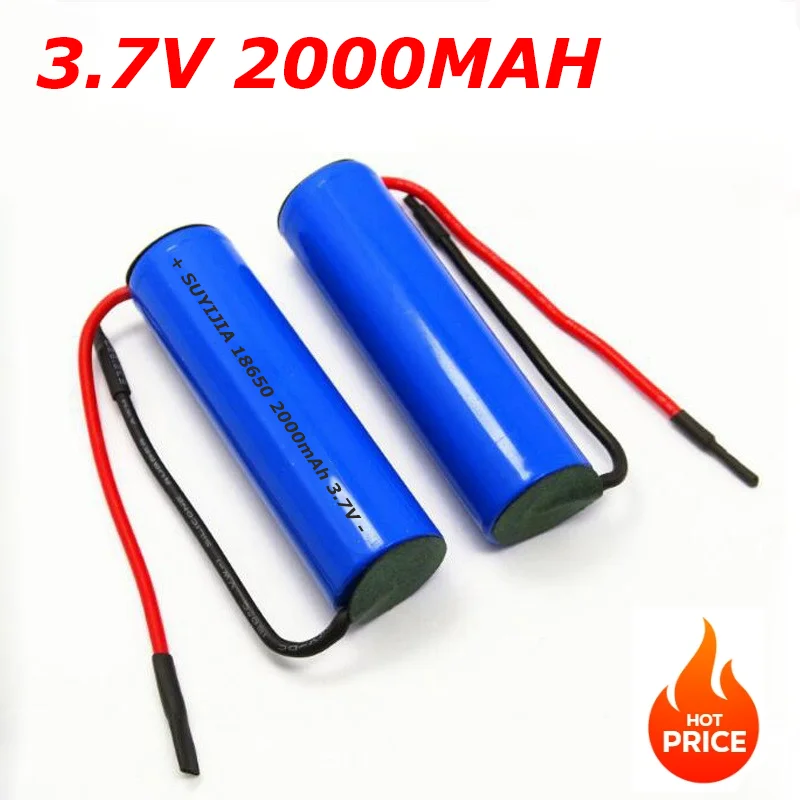 

100% Original 18650 rechargeable 2000mAh 3.7v for corn lamp battery electric toothbrush lithium battery + DIY cable assembly