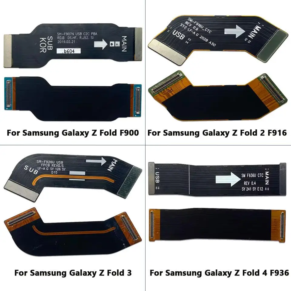 

New Main Board LCD Connector Rotary Shaft Flex Cables For Samsung Z Fold 2 3 4 5 F916 F936 F946 F900 Spin Axis Flex Hinge Cables