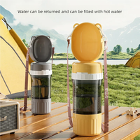 2-in-1 Leakproof Pet Bottle: 400ml Water + 180ml Food | On-the-Go Dog/Cat Travel Bowl for Hiking/Camping | Compact Dual Storage