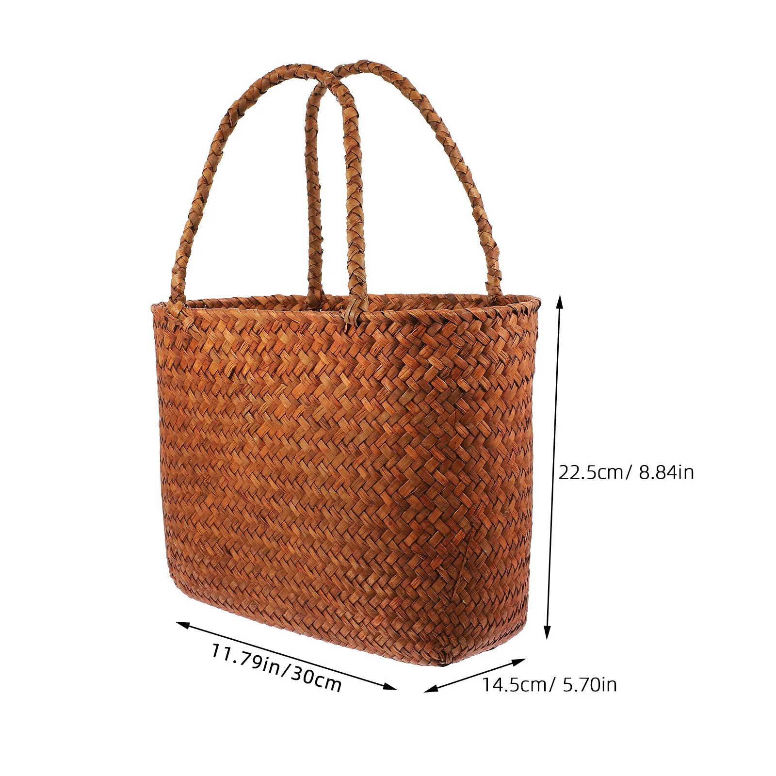 Hand Woven Straw Picnic Basket Rustic Natural Woven Texture Portable Outdoor Gathering Basket for Fruits Vegetables Flowers