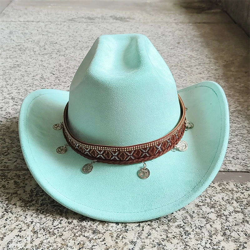 Suede Cowboy Hat belt Men Women autumn winter new double concave Western Cowboy Hat Retro Hat Wholesale sombrero vaquero mujer