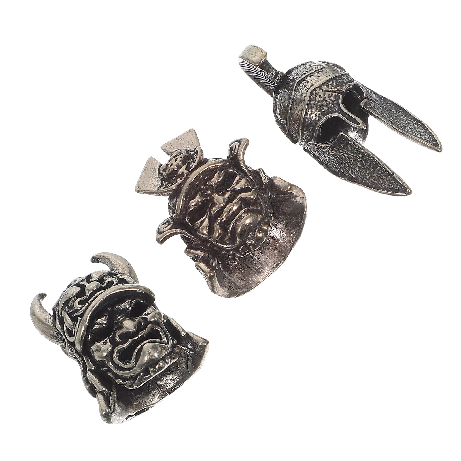 

3 PCS Jewelry Retro Pendant Decorative Pendants DIY Japanese Samurai Keychain Craft Cartoon Sculpture Silver Charms