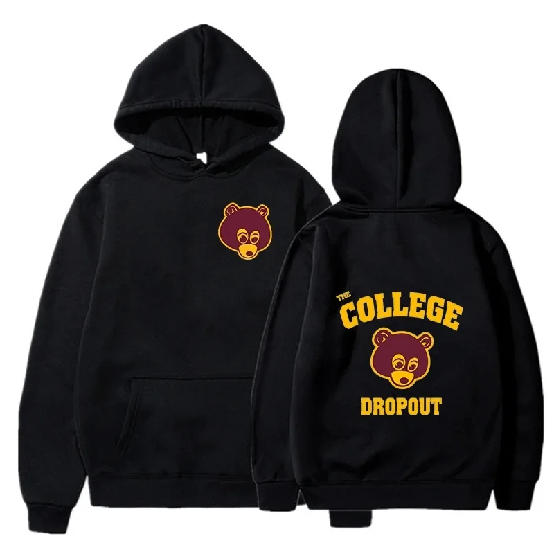 سويت شيرت كاجوال بقلنسوة برسومات هيب هوب كلاسيكية للجنسين من Kanye West 'The College Dropout' للرجال والنساء