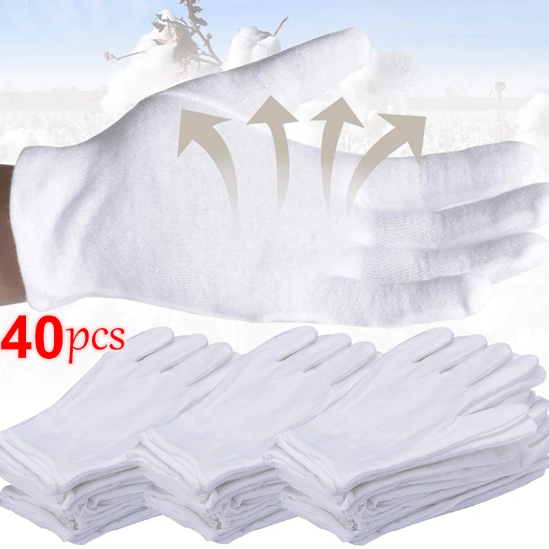 White Soft Cotton Work Gloves for Dry Hands Handling Film SPA Gloves Ceremonial High Stretch Gloves Household Cleaning Tools