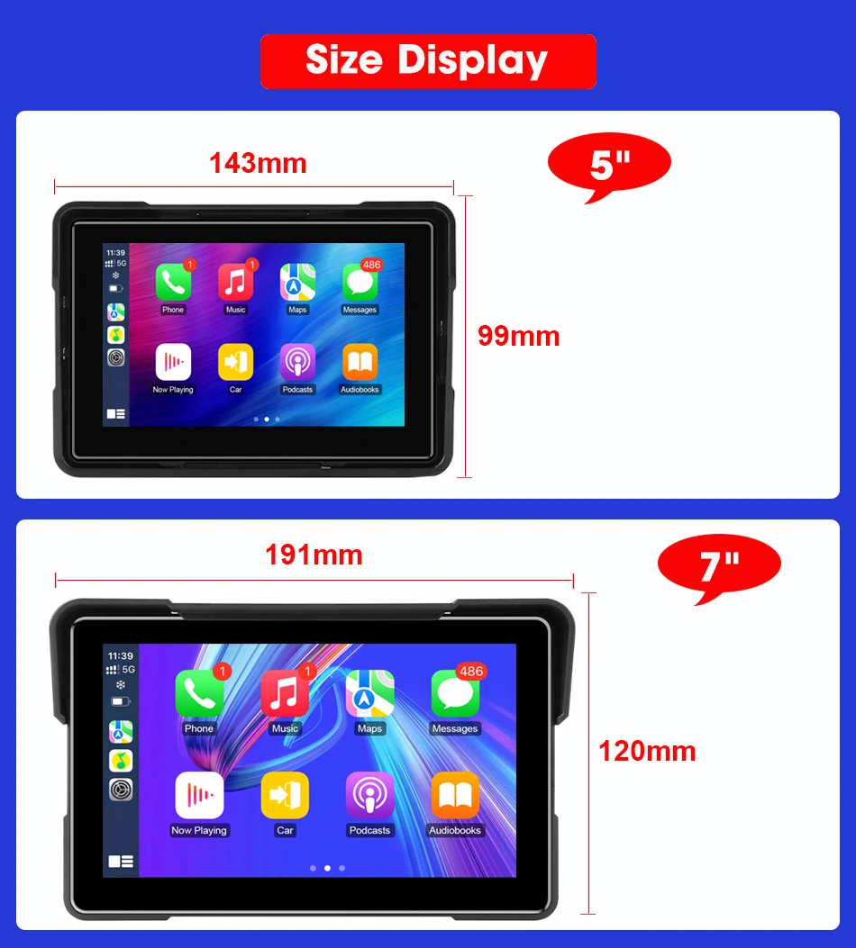 Motorrad Carplay Android Auto GPS Navigation Tragbare 7 zoll IP67 Wasserdichte Moto Zubehör Display Bildschirm Multimedia Player – Detail 1