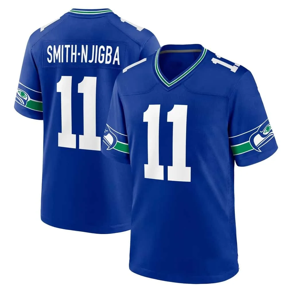 # 11 Jaxon Smith-Njigba Blaues American-Football-T-Shirt für Herren, atmungsaktiv, Rugby-Sportuniform für Fans, Sommerkleidung 2026 – Detail 6