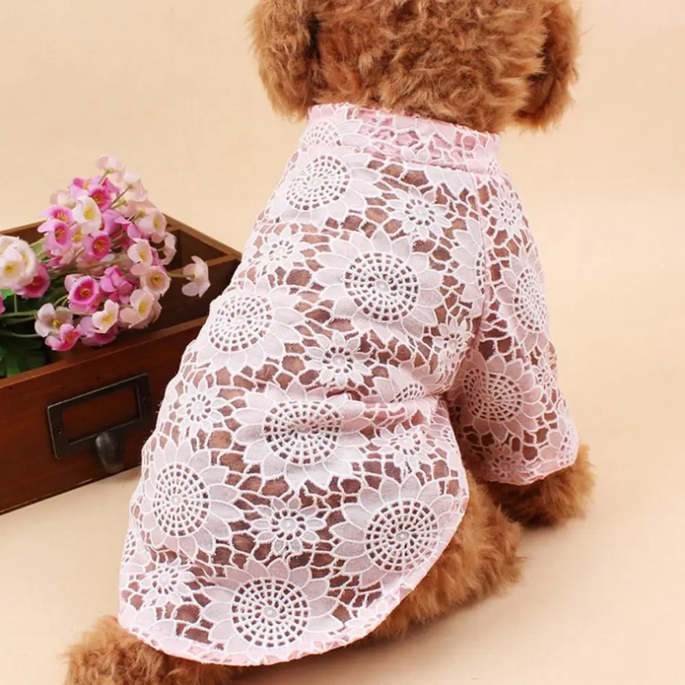 Cozy Pet Attire Summer Lace Hollow Pet Clothes Soft Breathable Dog Clothing for Spring Summer Comfortable Hollow-out Bottom