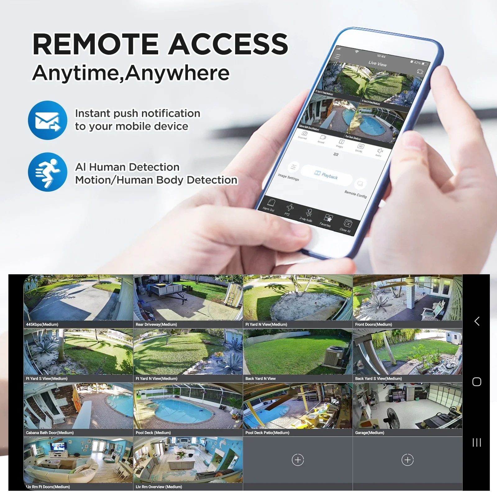 OEM 4MP Torreta SMD Al Detección de movimiento humano Audio Wizsense Luz híbrida Visión en color 4K PoE Sistema de cámaras de seguridad IP