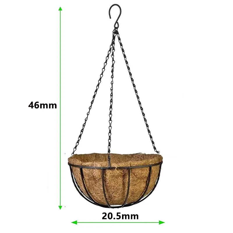 8/10 inch ronde draad plantenhouder metalen hangende mand kokosnoot voering planten bloementuin pot voor thuis balkon decoratie