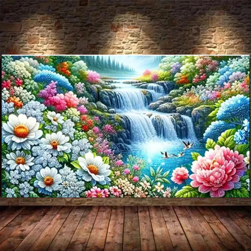 Diamond Painting New Series Landscape Flower Waterfall Bird 5DDiy Full Mosaic Embroidery Picture  Embroidery Kit Decoration