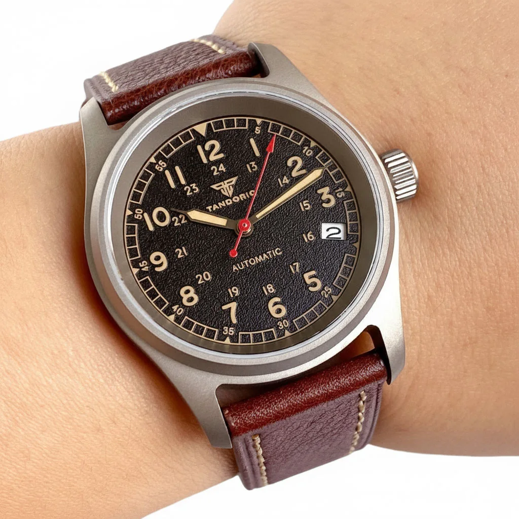 Relógio personalizado titânio nh35a relógio automático para homens relógios piloto 36mm 200m à prova dwaterproof água safira cristal data personalizar