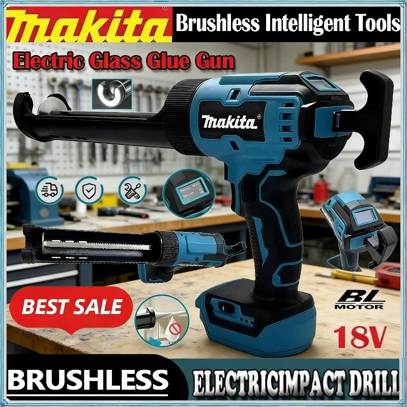 

Makita Electric Wireless Glass Doors Windows Filling Sewing Gun Glass Glue Gun Cement Glass Adhesive Glue Seal Sealant Tool 18V