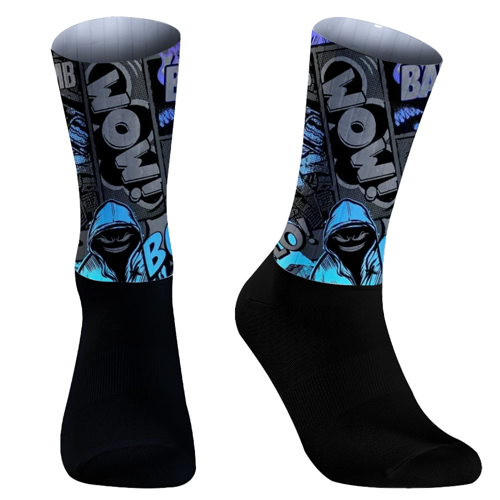 2024 neue Graffiti Reit socken Pro Race Compressie Radfahren Mountainbike Races okken Mannen Vrouwen Calcetines Ciclismo Hombre