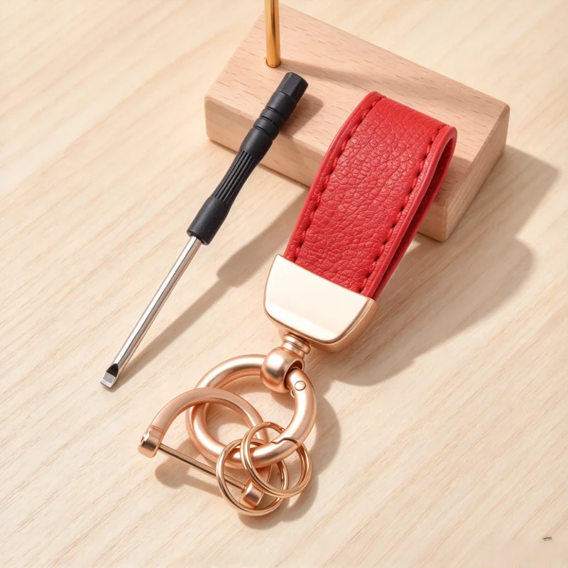 Vintage Echtleder-Schlüsselanhänger für Damen, Auto-Schlüsselhalter aus französischem Schafsleder mit Hufeisen-Schnalle, Lieblicher Anhänger, Geschenk, Großhandel, Charm – Detail 17