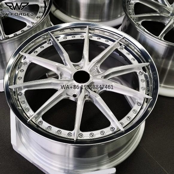 

Polish Forged Alloy Silver Wheel Brush Spoke Rim 15 Luxury 2-piece Wheels 5x130 5x120 Rims19 for Cars