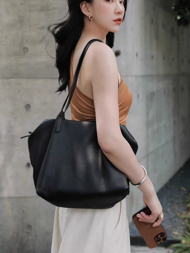 

Fashion Unique Luxury Genuine Leather Women Bag\Handbag Big Simple Casual Cowhide Lady Underarm Shoulder Commuter Bag Niche