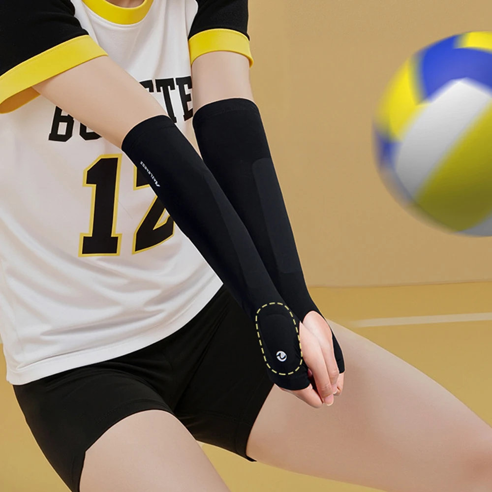 زوج واحد من واقيات ذراع الكرة الطائرة وأكمام للذراع، وأكمام الساعد مع وسادات حماية وفتحة إبهام للأطفال والشباب والنساء والرجال