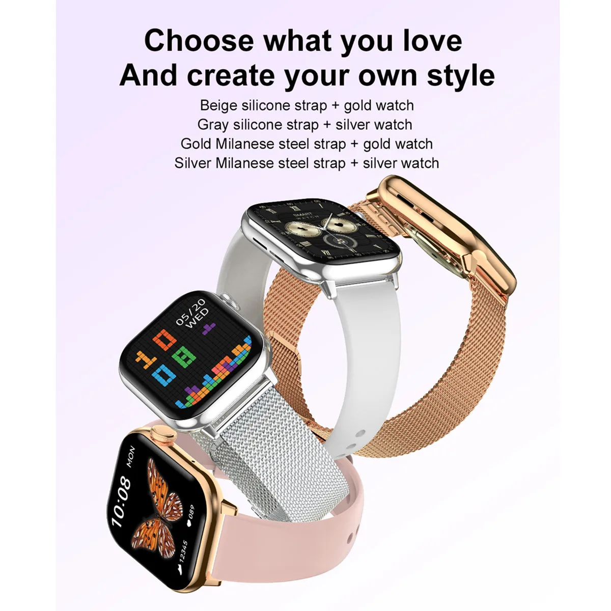 ساعة ذكية باللون الذهبي الوردي 4 جيجابايت/ROM خريطة الملاحة TWS سماعة توصيل Whatsapp Reply بلوتوث مكالمة صوت مساعد ساعة ذكية 2025 #6