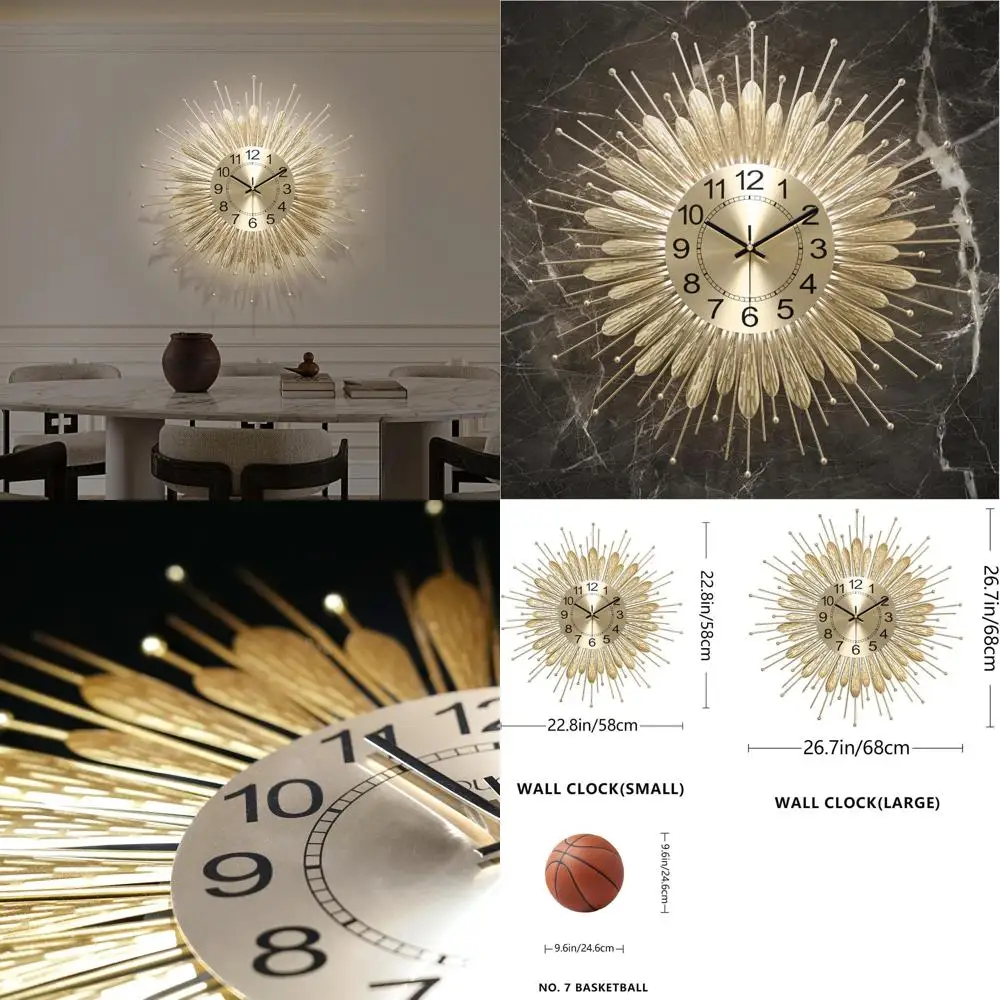 

23. Настенные часы Sunburst — современные середины века, на батарейках, искусство ручной работы для домашнего декора.