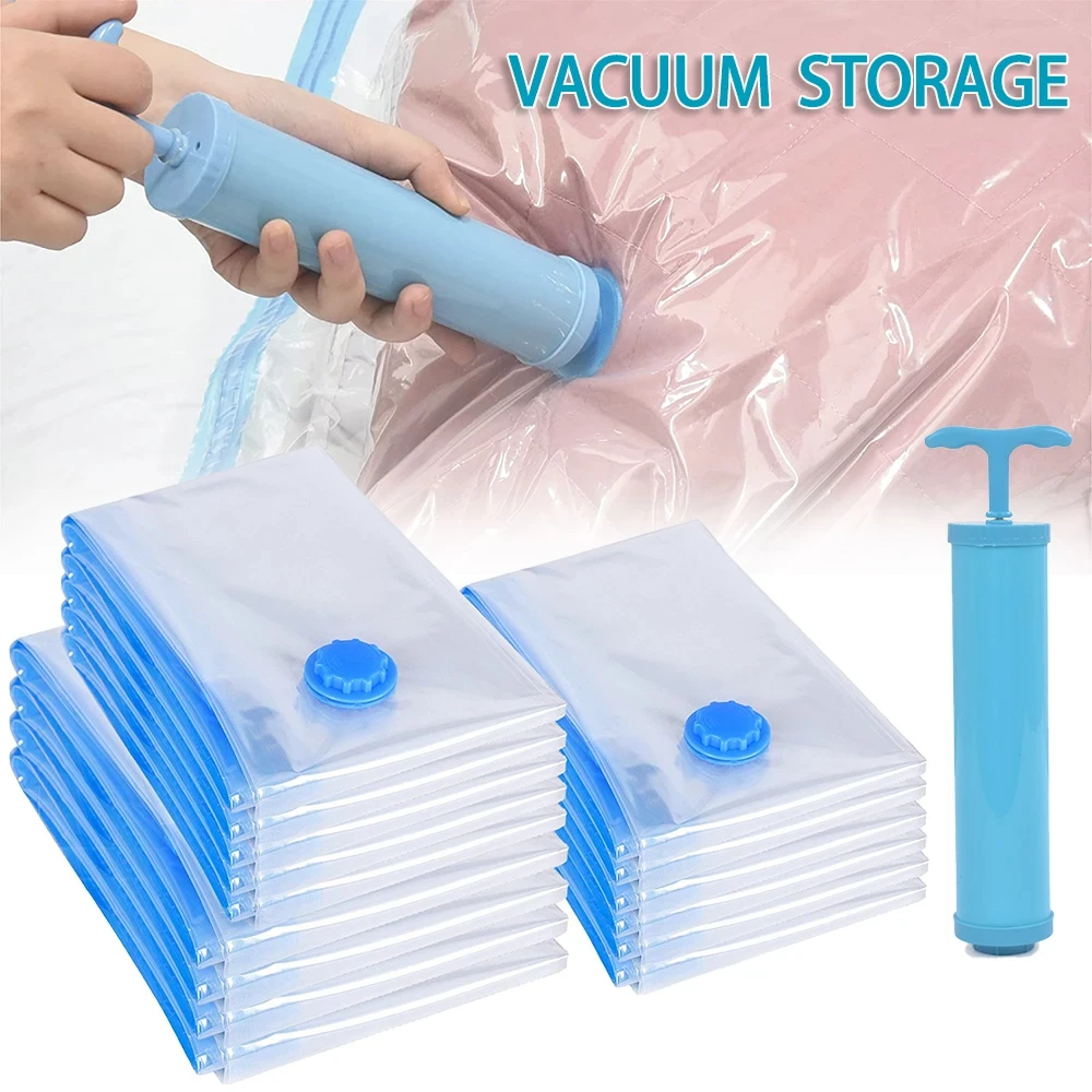 Storage organizer For Clothes & quilts Blanket, Transparent Vacuum Storage Bag, Wardrobe Organiser Saves 80% space,