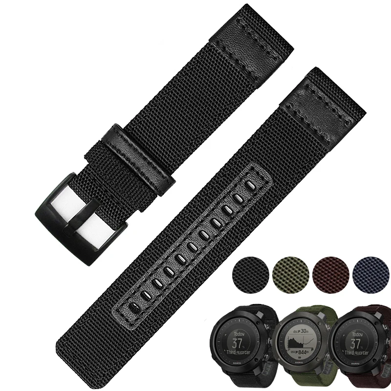 

24mm Nylon Canvas Watchband For Suunto TRAVERSE Series Alpha Spartan Sport Suunto 9/brao Watch Strap Essential Band Black Correa