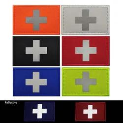 6PCS Medical Emergency Red Cross Emblem IR Reflective Patches,Switzerland Flag Clothes Applique Military Armband Tactical Badges