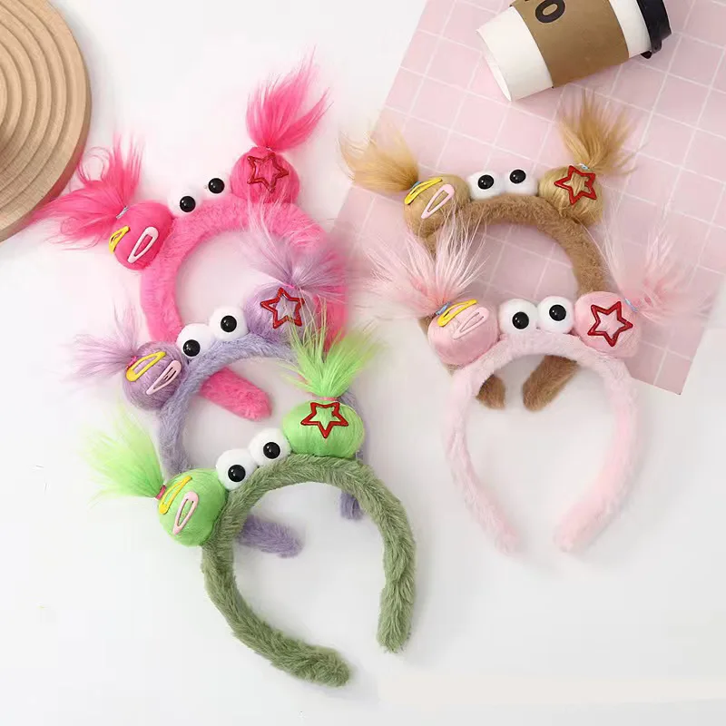 1 Pcs New Children\'s Funny Plush Ugly Doll Cute Personality Trend Design Hair Accessories Funny Happy Sister Headdress