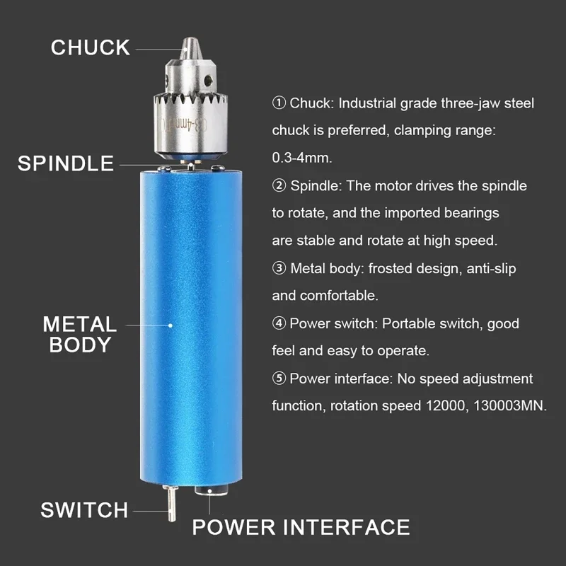 مطحنة كهربائية 13000 دورة في الدقيقة ستبليس سرعة قابلة للتعديل يده معدن صغير متعدد الوظائف تلميع النقش لقمة ثقب كهربائية #3