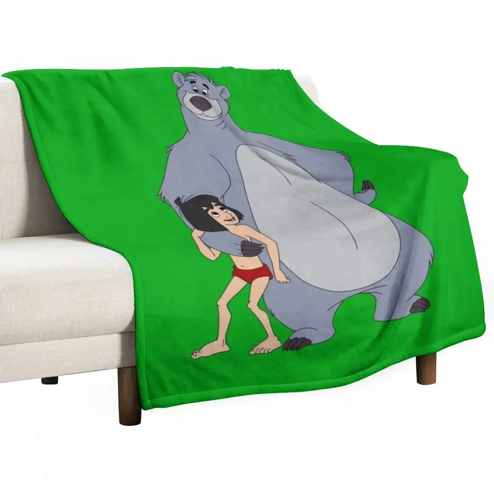 Baloo and Mowgli Throw Blanket Plush Retros For Sofa Thin Comforter Blankets