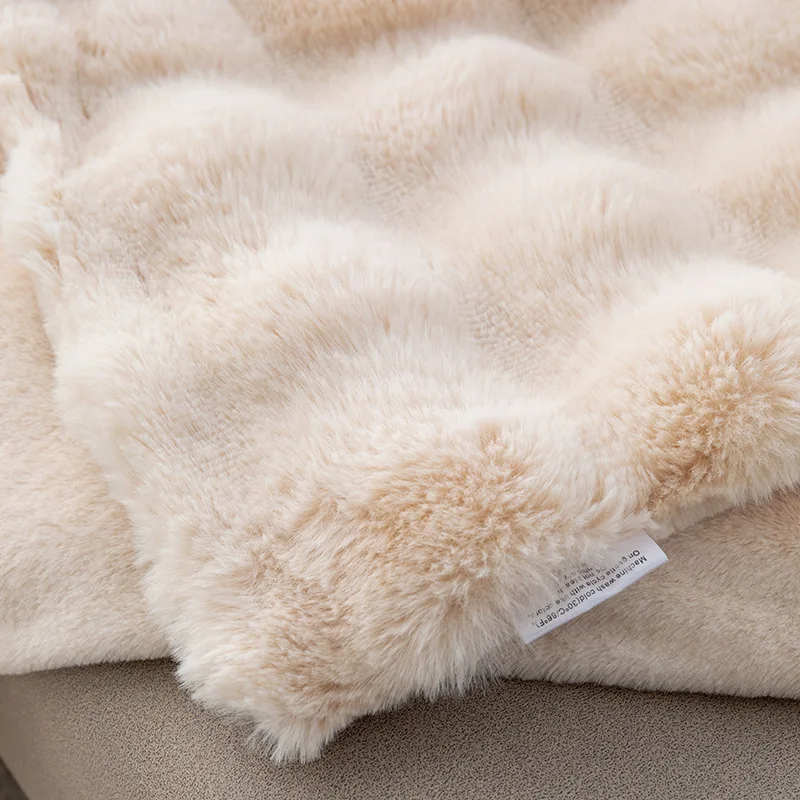 Luxury Soft Faux Fur Throw Blanket Fuzzy Plush Bedspread On The Bed Plaid Sofa Cover Blankets And Throws For Living Room Bedroom