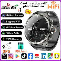 5G/4G GPS Smart Watch 1.95 inch 720*720 AMOLED Screen 8GB+128GB RAM 900W Camera WIFI Google APPS Download Android 9.0 Smartwatch