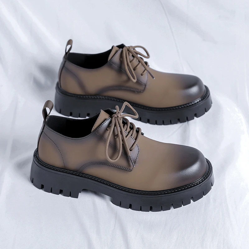 

New Thick soled Men's Leather Shoes Retro and high-quality styles Leisure Business High quality hot selling shoes lace-up