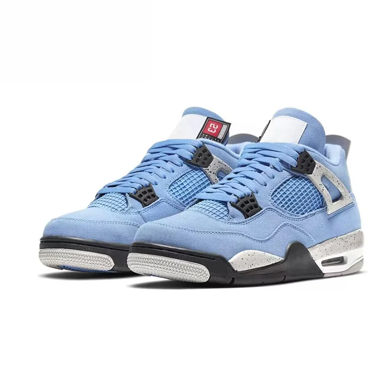 NIKE Air Jordan 4 Retro University Blue black cat Basketball Shoes Men\'s Man Sneakers Outdoor Sports Shoes