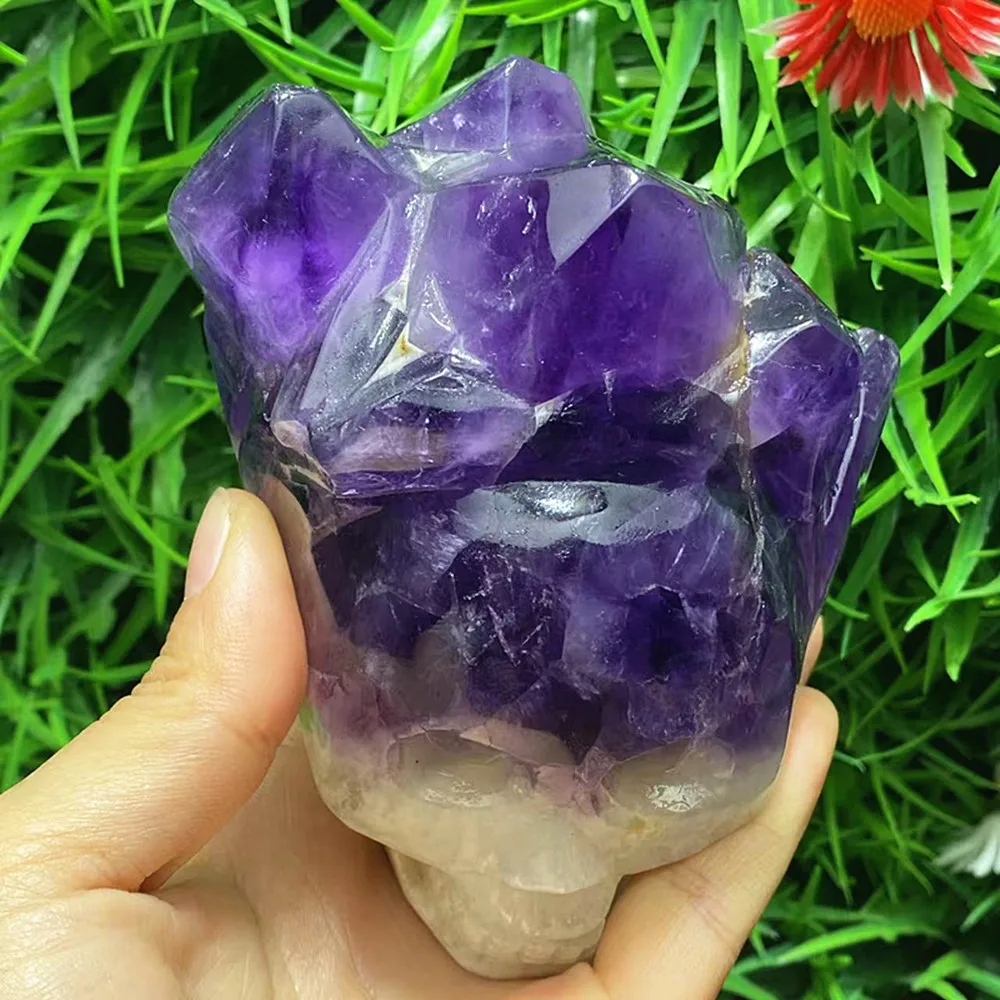 Natural quartz crystal hand carved crystal clusters skull chakras home decor