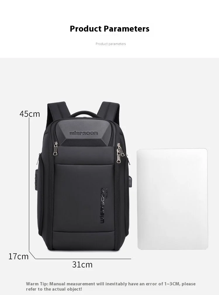 wiersoon Business Backpack For Men Waterproof Backpack Large Capacity Business Multifunctional Password Anti-theft Laptop Bag
