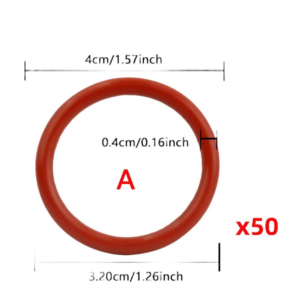 Silicone Coffee Seal Ring 50pcs Red for Espresso Machine Replacement Sealing Gasket Compatible with Various Models