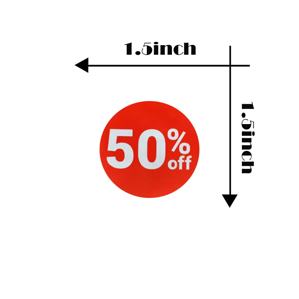 Étiquettes Autocollantes Rouges Vendues, 520 Pouces, 1.5/30% /40%, Prix au Détail, 50% Pièces