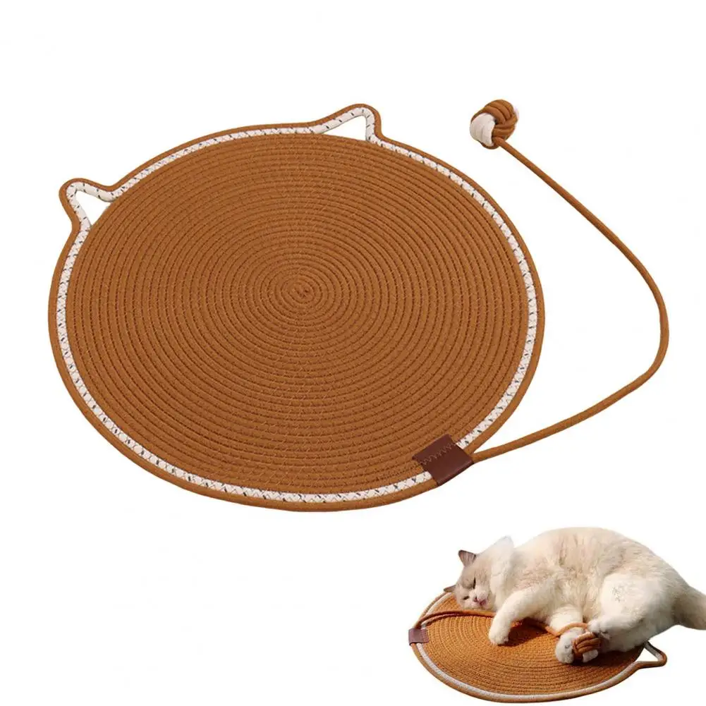 Cat Scratching Mat Healthy Scratching Habits for Cats Natural Cotton Rope Cat Scratching Pad with Toy Ball for Indoor for Cats